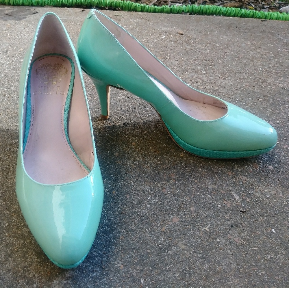 Mint Green Vince Camuto Patent Heels 6